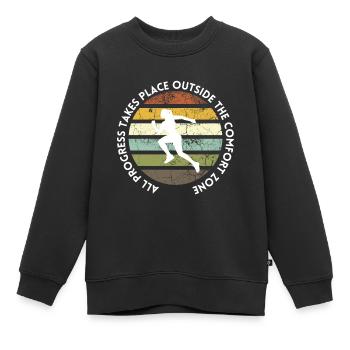 Le progrès se fait en dehors de la zone de confort - Sweat Premium enfant bio - noir - Devant - AI Model Kid Female (0cm)