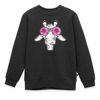Amoureux de la girafe, défenseur de l’environnement - Sweat Premium enfant bio - noir - Devant - AI Model Kid Female (0cm)