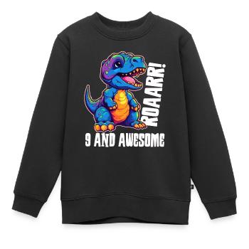 9 ans anniversaire 9. Cadeau Nine Boy - Sweat Premium enfant bio - noir - Devant - AI Model Kid Female (0cm)