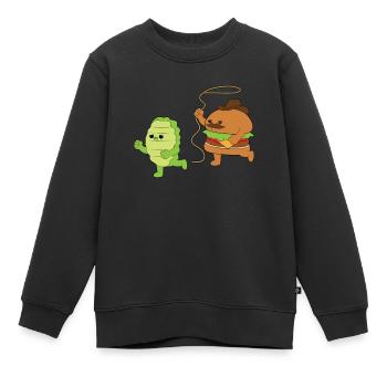 Burger Cowboy Salat - Kinder Premium Organic Sweatshirt - Schwarz - Vorne - AI Model Kid Female (0cm)