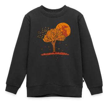Pleine Lune Troupeau Oiseaux Montagne Faune Nature Rétro - Sweat Premium enfant bio - noir - Devant - AI Model Kid Female (0cm)