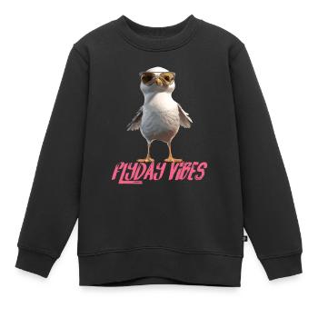 Möwe Flyday Vibes Cool Süß Sommer Urlaub - Kinder Premium Organic Sweatshirt - Schwarz - Vorne - AI Model Kid Female (0cm)
