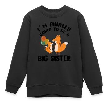 Je vais enfin être une grande sœur Fox - Sweat Premium enfant bio - noir - Devant - AI Model Kid Female (0cm)