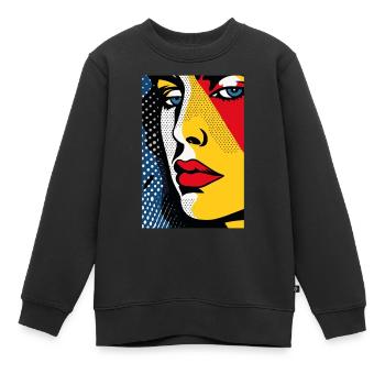 Komisches Pop-Art-Retro-verstecktes trauriges - Kinder Premium Organic Sweatshirt - Schwarz - Vorne - AI Model Kid Female (0cm)