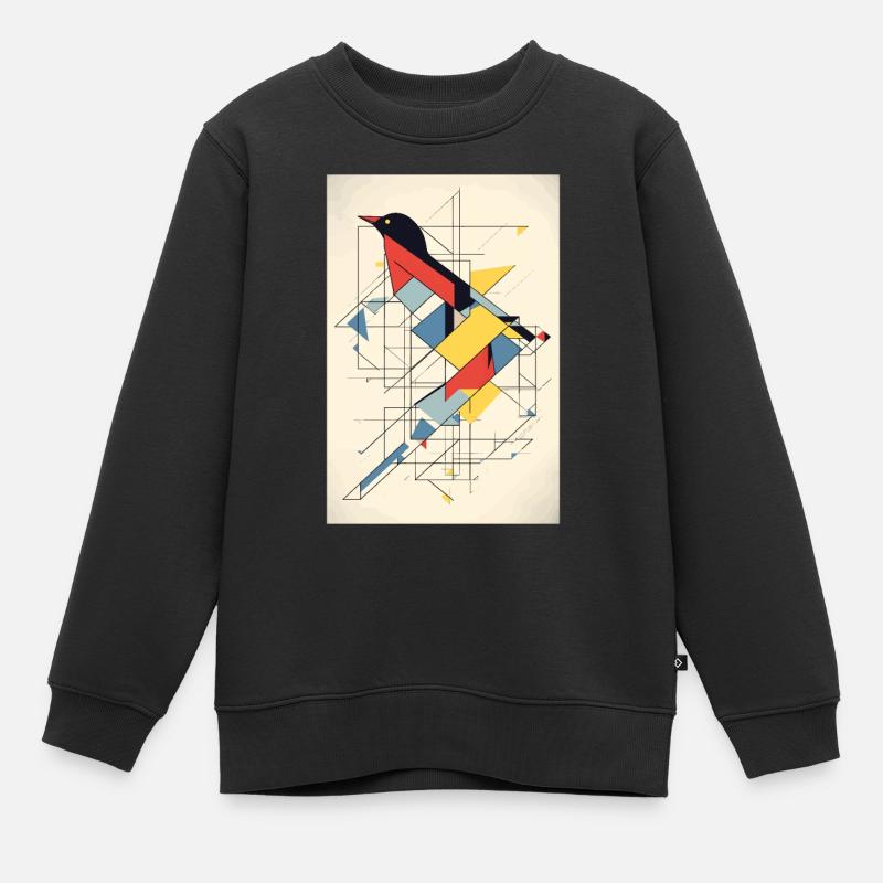 Vogel Minimalistisch Polygonal Multicolor - Kinder Premium Organic Sweatshirt - Schwarz