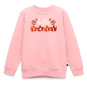 Bonjour automne chute feuilles d’automne mignon botanique - Sweat Premium enfant bio - rose - Devant - AI Model Kid Female (0cm)
