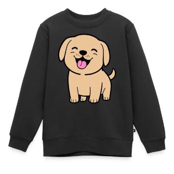 Fröhlicher Hund - Kinder Premium Organic Sweatshirt - Schwarz - Vorne - AI Model Kid Female (0cm)