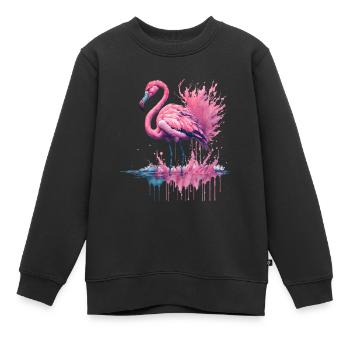 Lebendiges Aquarell Flamingo im Wasser stehend - Kinder Premium Organic Sweatshirt - Schwarz - Vorne - AI Model Kid Female (0cm)