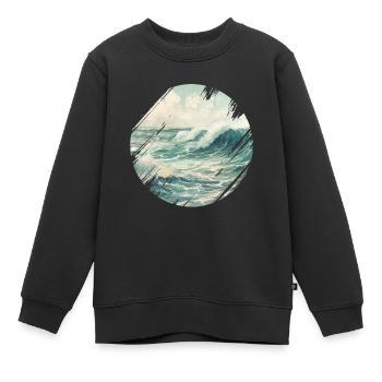 Meer Wellen Brandung Gischt Ufer Küste - Kinder Premium Organic Sweatshirt - Schwarz - Vorne - AI Model Kid Female (0cm)