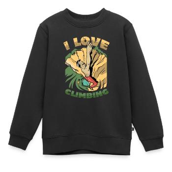 Ich Liebe Klettern, Felsklettern - Kinder Premium Organic Sweatshirt - Schwarz - Vorne - AI Model Kid Female (0cm)