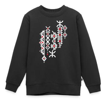 AMAZIGH BERBERE KABYLE Z AMAZIGH MOTIF KABYLE - Sweat Premium enfant bio - noir - Devant - AI Model Kid Female (0cm)
