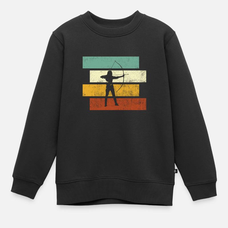 Bogenschießen Retro - Kinder Premium Organic Sweatshirt - Schwarz
