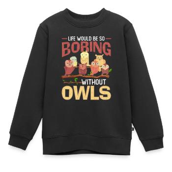 La vie nocturne serait si ennuyeuse sans hiboux - Sweat Premium enfant bio - noir - Devant - AI Model Kid Female (0cm)