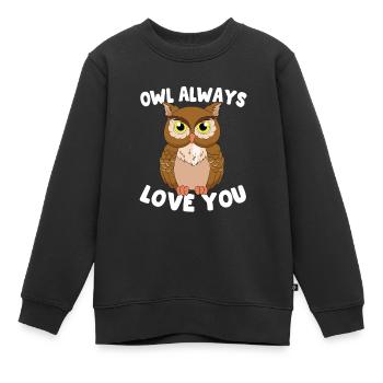 Hibou toujours t’aime Hiboux Oiseaux de proie nocturnes - Sweat Premium enfant bio - noir - Devant - AI Model Kid Female (0cm)