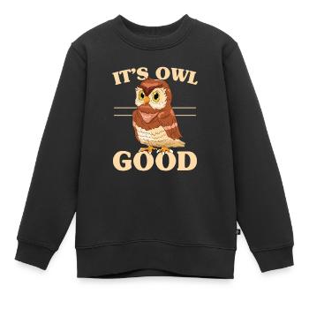 C’est hibou bon hibou jeu de mots Oiseau nocturne Oiseau Amoureux des oiseaux - Sweat Premium enfant bio - noir - Devant - AI Model Kid Female (0cm)