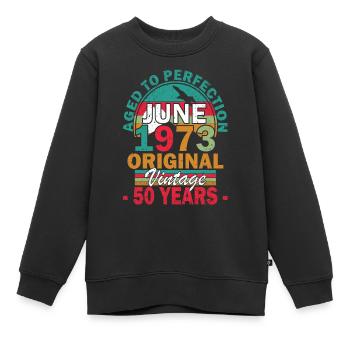 Juni 1973. Geburtstagsgeschenk Juni 1973. Juni. - Kinder Premium Organic Sweatshirt - Schwarz - Vorne - AI Model Kid Female (0cm)