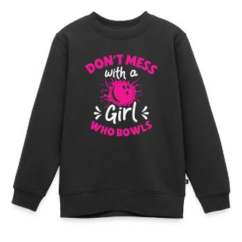 Bowling Femmes Bowler Ball Strike - Sweat Premium enfant bio - noir - Devant - AI Model Kid Female (0cm)