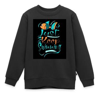 WHALES JUST KEEP SWIMMING - Kids Premium Organic Sweatshirt - black - Front - AI Model Kid Female (0cm)