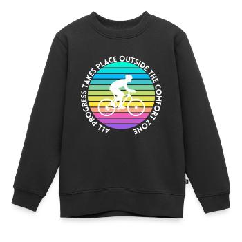 MTB Road Bike Cyclist Leave your comfort zone - Kids Premium Organic Sweatshirt - black - Front - AI Model Kid Female (0cm)