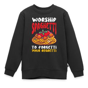 Fliegendes Spaghettimonster FSM Pastafarian - Kinder Premium Organic Sweatshirt - Schwarz - Vorne - AI Model Kid Female (0cm)