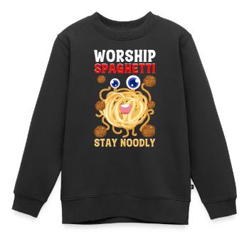Le monstre spaghetti volant - Sweat Premium enfant bio - noir - Devant - AI Model Kid Female (0cm)