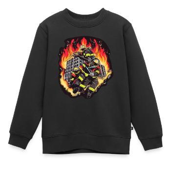 FEUERWEHRLEUTE RETTEN - Kinder Premium Organic Sweatshirt - Schwarz - Vorne - AI Model Kid Female (0cm)