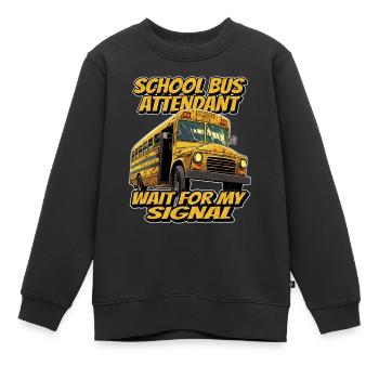 Schulbuswärter, Warten Sie Auf Mein Signal - Kinder Premium Organic Sweatshirt - Schwarz - Vorne - AI Model Kid Female (0cm)
