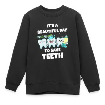 Zahn Zähne Zahnarzt Zahnmedizinische Angestellte - Kinder Premium Organic Sweatshirt - Schwarz - Vorne - AI Model Kid Female (0cm)