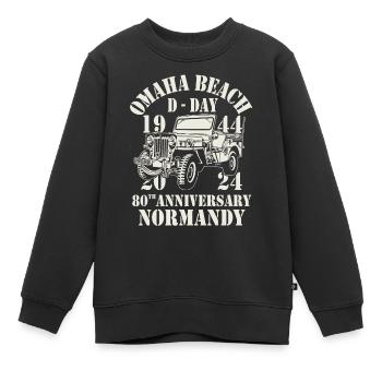 Omaha Beach D-Day 80. Jahrestag Normandie - Kinder Premium Organic Sweatshirt - Schwarz - Vorne - AI Model Kid Female (0cm)