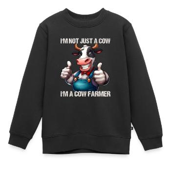 Vache fermière - Sweat Premium enfant bio - noir - Devant - AI Model Kid Female (0cm)
