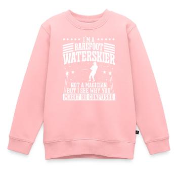 Ski nautique pieds nus - Sweat Premium enfant bio - rose - Devant - AI Model Kid Female (0cm)