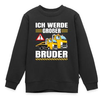 Werde großer Bruder Abschleppwagen Abschlepper - Kinder Premium Organic Sweatshirt - Schwarz - Vorne - AI Model Kid Female (0cm)