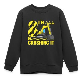 Construction Party 8th Birthday 8 Years Old Digger - Kinder Premium Organic Sweatshirt - Schwarz - Vorne - AI Model Kid Female (0cm)