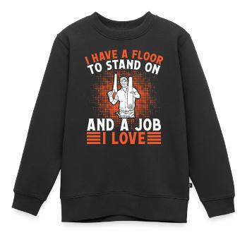 Floor installation - Kids Premium Organic Sweatshirt - black - Front - AI Model Kid Female (0cm)