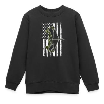 Bogenschütze Hirschjagd Amerikanische Flagge Bogen - Kinder Premium Organic Sweatshirt - Schwarz - Vorne - AI Model Kid Female (0cm)