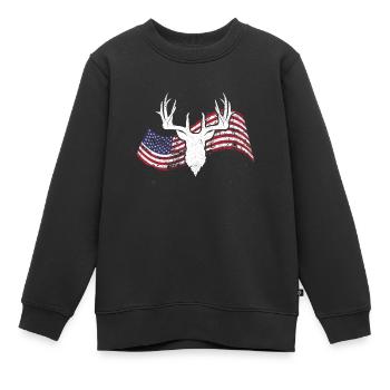 Hirschjagd Amerikanische Flagge Whitetail Buck - Kinder Premium Organic Sweatshirt - Schwarz - Vorne - AI Model Kid Female (0cm)