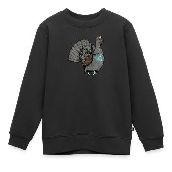 Capercaillie I Poulet Motif de grand tétras pour chasseur - Sweat Premium enfant bio - noir - Devant - AI Model Kid Female (0cm)
