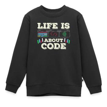 Im Leben Geht Es Um Code Coder Coding - Kinder Premium Organic Sweatshirt - Schwarz - Vorne - AI Model Kid Female (0cm)