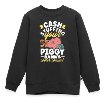 Cash Stuffing Le cousin cool de votre tirelire - Sweat Premium enfant bio - noir - Devant - AI Model Kid Female (0cm)