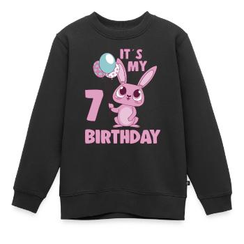 C’est mon 7 anniversaire 7 ans Bday Girl Idée cadeau - Sweat Premium enfant bio - noir - Devant - AI Model Kid Female (0cm)