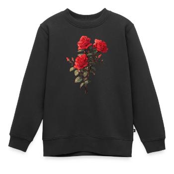 Cool Floral Rote Rosen Liebhaber Neuheit Blumen Humor - Kinder Premium Organic Sweatshirt - Schwarz - Vorne - AI Model Kid Female (0cm)