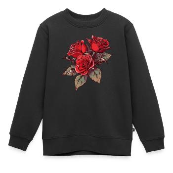 Vintage Blumen Kühle rote Rosen Neuheit Liebhaber Wortspiel - Kinder Premium Organic Sweatshirt - Schwarz - Vorne - AI Model Kid Female (0cm)