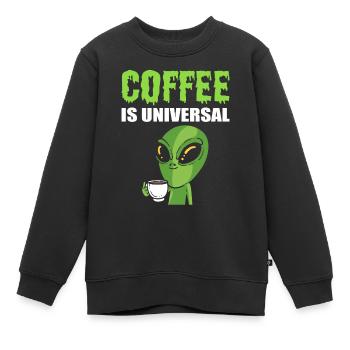 Alien trinken Kaffee Kaffeesüchtiger - Kinder Premium Organic Sweatshirt - Schwarz - Vorne - AI Model Kid Female (0cm)