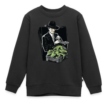 UN HOMME À L’AIR LOUCHE ESSAYANT DE VENDRE DES LÉZARDS - Sweat Premium enfant bio - noir - Devant - AI Model Kid Female (0cm)