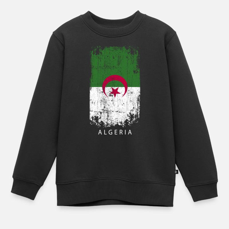 Souvenir avec le drapeau du pays de l’Algérie - Sweat Premium enfant bio - noir