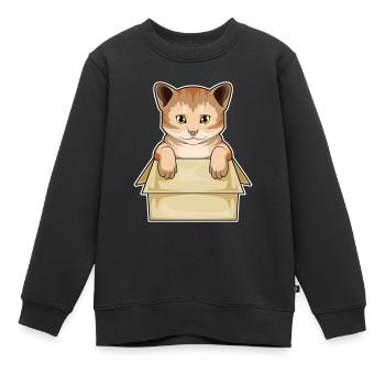 Katze Karton - Kinder Premium Organic Sweatshirt - Schwarz - Vorne - AI Model Kid Female (0cm)
