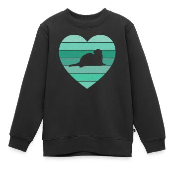 Vintage Heart Weasel Ferret Retro Cute - Kinder Premium Organic Sweatshirt - Schwarz - Vorne - AI Model Kid Female (0cm)