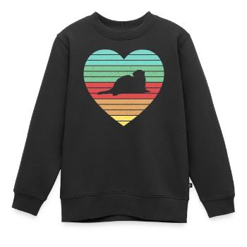 Weasel Cute Retro Ferret Fan Vintage Heart - Kinder Premium Organic Sweatshirt - Schwarz - Vorne - AI Model Kid Female (0cm)