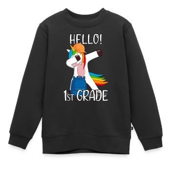 Licorne de l’école élémentaire de première année de 1ère année - Sweat Premium enfant bio - noir - Devant - AI Model Kid Female (0cm)