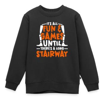 Jambe prothétique - Sweat Premium enfant bio - noir - Devant - AI Model Kid Female (0cm)